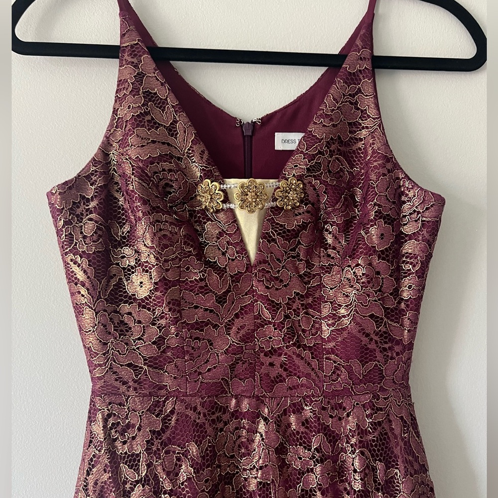 Dress the Population Blair Embellished Cocktail Dress Lace XS Modest Neckline - Picture 4 of 11